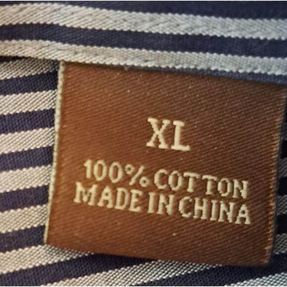 Men's Perry Ellis Long Sleeve Blue and Gray Striped Shirt XL - Picture 8 of 8